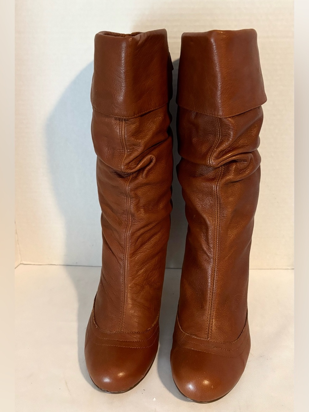 STEVE MADDEN LEGION CONJAC SLOUCHY LEATHER BOOTS  14” SHAFT  SIDE BUCKLE uSZ 9.5